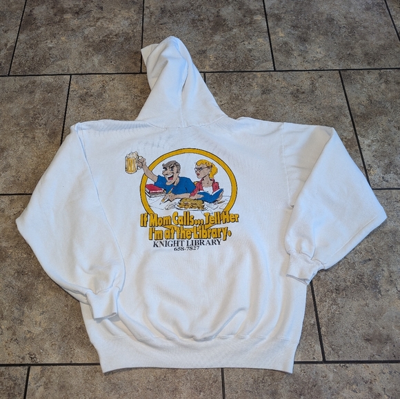 The Knight Library (Bar) Vintage 90s Hoodie Men's Lg Ladies XL - Picture 7 of 8